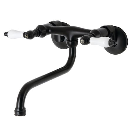 Kingston Brass KS515MB Two-Handle Wall Mount Bathroom Faucet, Matte Black KS515MB